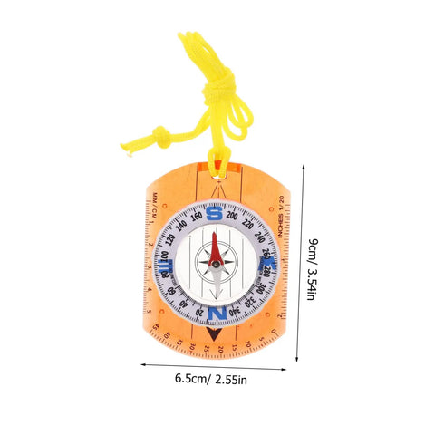 Orienteering Compass Pointer Lightweight Hiking Navigation Tool For Outdoor Adventures with luminous coating, yellow cord