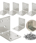 Heavy Duty Stainless Steel 90 Degree L Shelf Brackets Set With Screws For Rock Solid Wall Shelves, Rust Resistant 50x50x50mm, 1.8mm Thick
