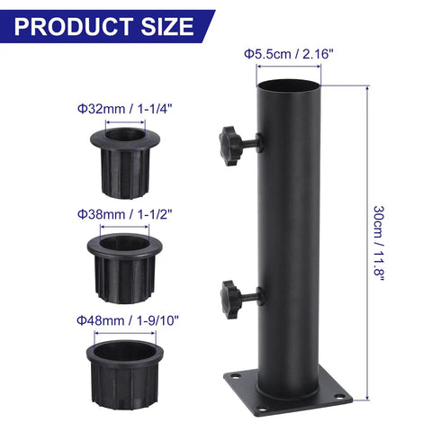 Two Pack Patio Umbrella Base Stand Kit With 2.16 Inch Tube Deck Mount Bracket Adjustable Sleeves For 1.25 Inch 1.5 Inch And 1.9 Inch Poles For Outdoor Garden Backyard Balcony
