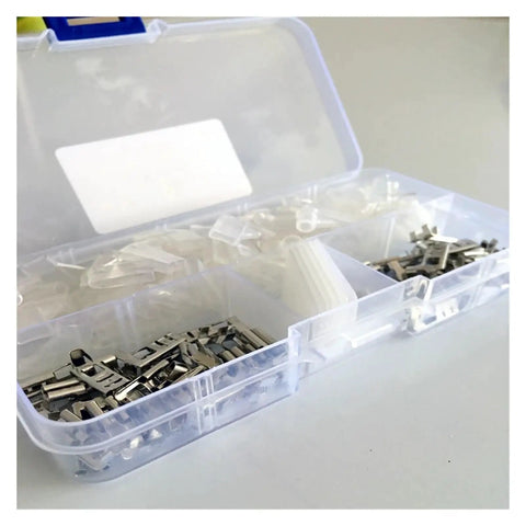 Heavy Duty 50X Brass Spade Terminal Connectors With Secure Insulated Cases For Your Wiring Projects Perfect Right Angle Fit For Any Tough Electrical Job That Needs Rock Solid Performance In All Conditions, in plastic storage box