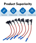 Tailgate Ready 8 Pack Car Fuse Tap Adapters For 12 Volt Electrical Systems with red wires and blue connectors.
