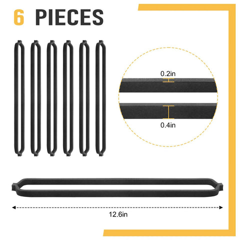 Front view: six-piece black vacuum sealer gasket set with 12.6in strip for GERYON E2900/E2901.