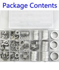 Package contents of Ultimate 450Piece Aluminum Oil Drain Gasket Kit With 18 Sizes From 6mm To 24mm For Any Vehicle Maintenance Job And Superior Wear Resistant Seals You Can Trust, assorted washers in case