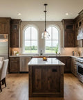 Durable As Nails Reactive Water Based Wood Stain Lays Down A Knockout Warm Brown Finish For Barn Siding Ranch Beams And Deck Projects VOC Free Low Odor Heavy Duty Plus applied to rustic kitchen cabinetry with a wood dining table.