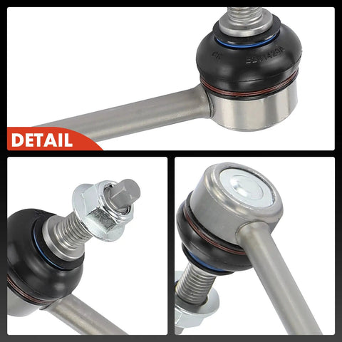 Detailed view of Two Pack Front Sway Bar Links Stabilizer Kit For Mercedes Benz showing aluminum shaft and end links