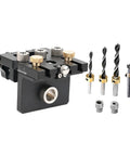 Rock Solid Precision 3 In 1 Doweling Jig Drill Guide For Reliable Furniture Assembly heavy duty aluminum fixture with drill bits.