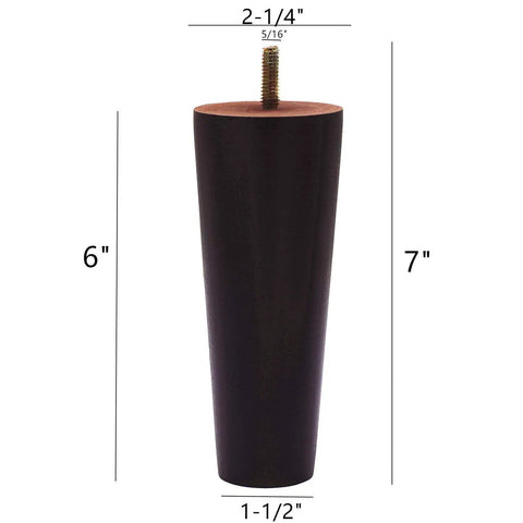 Six Inch Round Solid Wood Furniture Legs Replacement Set Of 4 In Dark Brown For Sofa Couch Chair Ottoman Loveseat Dresser Or Cabinet Elevate Your Furniture With Durable Classic Finish, single leg with bolt