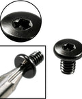 Close-up of 14Pcs Wallet Screw Kit T5 Cross Screws Anti Loosening M2x3 Black Zinc Plated 304 Stainless Steel Thin Flat Head Internal Torx