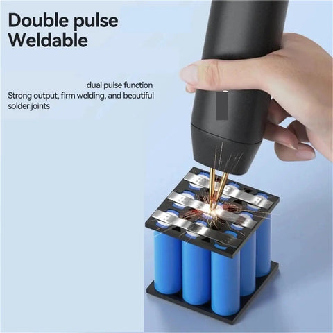 11 Gear Adjustable Handheld Spot Welder For Nickel Strip Welding Type C Portable Welding Machine in action on battery pack