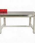 Rock Solid Hella Tough Heavy Duty Steel Top Workbench With Secure Vise Mount Base For Garage Shop Auto Repair And Woodworking Jobs Crafted From 8MM Rugged Steel Plate featuring a flat 8mm steel top and sturdy frame.
