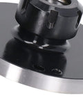 Heavy Duty 7 Hole Collet Chuck For CNC Milling And Engraving With Precision Carbon Steel Build Fits 125 mm Workpieces close-up of collet and mount.