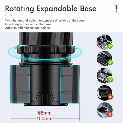 Game Changing 4 In 1 Center Console Extender Fits Tesla Cybertruck with rotating expandable base for drink holders