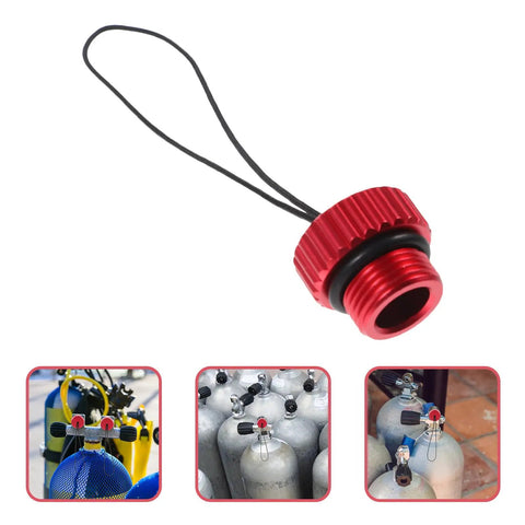 Scuba Tank Regulator Cap And Air Valve Protector Cover With Cord Red Dust Plug For Diving Tank Valve Water Sports Gear