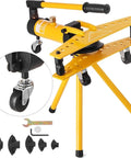 Heavy Duty Manual Hydraulic Pipe Bender For Steel Copper And Refrigeration Tubing 1/4 To 1 Inch Range with quick release bracket and wheels.