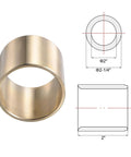 Image of Brass Sleeve Bearing For Two Inch Bore With Two And A Quarter Inch Outer Diameter And Two Inch Length, technical diagram included.