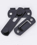 2pcs Stainless Steel Black Right Angle Door Hasp Latch for Gates with smooth finish and mounting holes for installation.