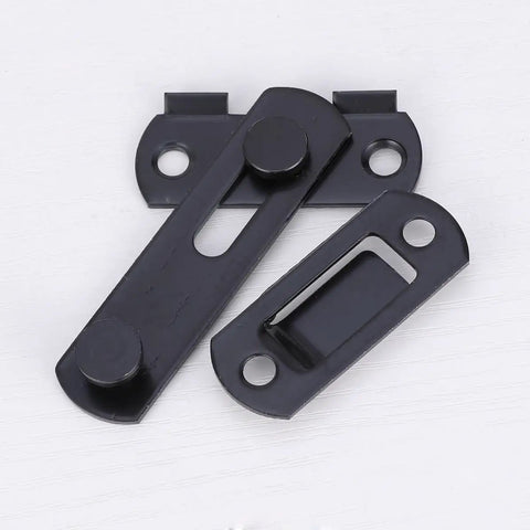 2pcs Stainless Steel Black Right Angle Door Hasp Latch for Gates with smooth finish and mounting holes for installation.