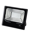 JUDYSSY 25W Led Dusk to Dawn Solar Flood Light, sleek black body, reflective panel, waterproof for outdoor use.