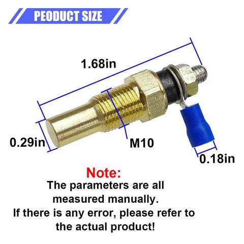 Universal Water Coolant Temperature Sensor 1/8 NPT Thread with dimensions 1.68in x 0.29in for easy installation.