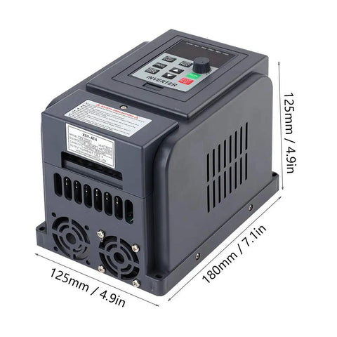 Variable Frequency Drive VFD 1 Phase 220V To 3 Phase 380V Output 1500W Motor Speed Controller With Flame Retardant Shell Rugged High Speed Control For Heavy Duty Industrial Equipment, 125x125x180mm