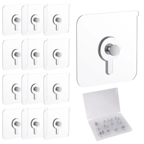 12 Pack Clear Adhesive Picture Hooks Heavy Duty No Drill Wall Hangers For Frames Mirrors Shelves Waterproof Stick On Mounts With Killer Grip And No Sweat Installation Every Time