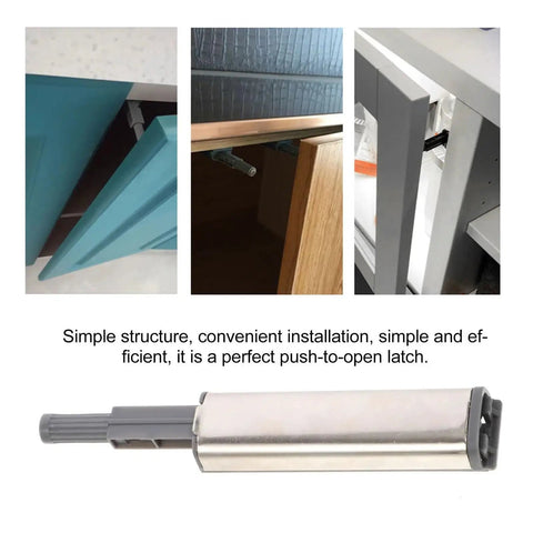 10 Pcs Stainless Steel Cabinet Latch Magnetic Door Catch Push Open Buffer Magnet Damper for Wardrobe, installation view.