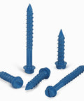60 Pcs Blue One Quarter Inch Hex Washer Head Concrete Screws Anchor Kit displayed on white background