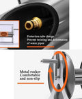 Heavy Duty Stainless Steel Garden Hose Reel Wall Mounted Retractable Anti Kink Water Pipe Holder showing protection tube and metal rocker design.