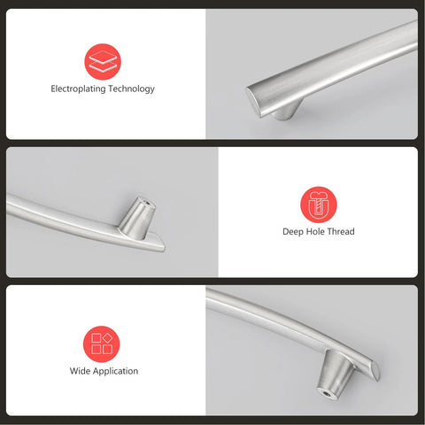 20 Pack Brushed Nickel Cabinet Pulls 5 Inch Arch Curved Drawer Handles For Kitchen Cabinets with electropating technology and deep hole thread
