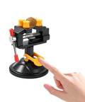 Mini Suction Vise Clamp Aluminum Alloy With Vacuum Base Pro Grade 180 Degree Rotating Bench Clamp Tool For Electronics Precision Holding Lightweight Durable And Rust Resistant, holding walnut