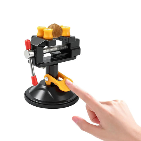 Mini Suction Vise Clamp Aluminum Alloy With Vacuum Base Pro Grade 180 Degree Rotating Bench Clamp Tool For Electronics Precision Holding Lightweight Durable And Rust Resistant, holding walnut