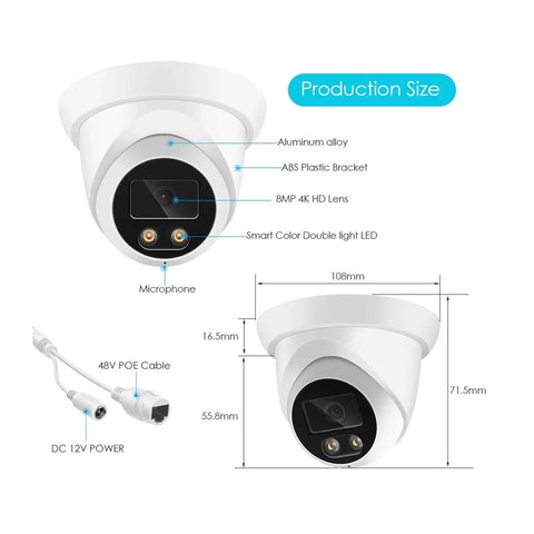 Top Shelf 4K Dome Security Camera With PoE Outdoor Surveillance And Rock Solid Night Vision Plus Smart Motion Alerts And Built In Mic.