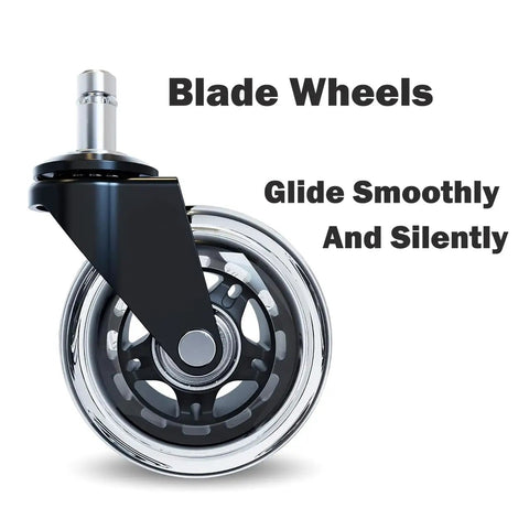 Blade casters from Adjustable Rolling Stool Featuring Dense Foam Cushion For Daily Grind, glide smoothly and silently.