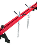 Beefy Heavy Duty Engine Support Bar 1100 Lbs Capacity For Transmissions And Engine Removal With 2 Point Lift Dual Hooks Stable Hoist For Home Garages And Auto Repair Shops, red steel bar with chains