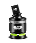 3/4 Inch Drive Universal Joint Socket Adapter Set, black CR MO steel swivel joint for heavy-duty impact wrenches.