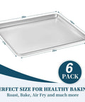Heavy Duty Aluminum Baking Sheet Pan Set 26 By 18 Inches 6 Pack Commercial Quality Cookie Trays For Oven Freezer Bakery Use