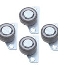 Heavy Duty 4 Pack Adjustable Sliding Door Roller Wheels Built Tough For Heavy Wooden Doors And Barn Hardware No Fuss Whisper Quiet Bearings Easy Closet Swap set on a white background.