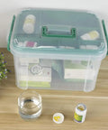 First Aid Kit Container Clear Organizer Box For Medicine Storage In Car Home And Office With Lift Out Tray For Small Items And Secure Clip Lid