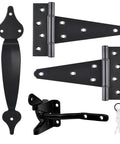 Heavy Duty Gate Hardware Kit With Self Locking Gate Latch 6 Inch T Strap Hinges And 10 Inch Gate Door Handle Pull Shed Door Hardware