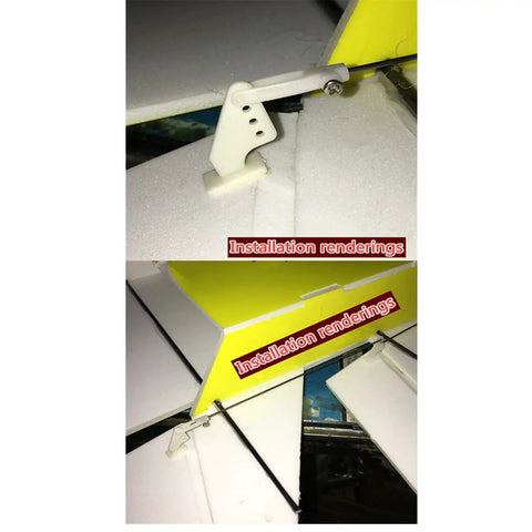 Nylon Control Horn Kit With 30 Pieces Four Hole Rudder Angle Horns, U Clips And Screws for RC model aircraft installation view