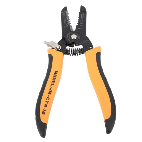 Tough As Nails Carbon Steel Wire Stripper Pliers With Safety Lock For 10 To 22 Awg Wiring Harnesses showing blade design and gripper handle.