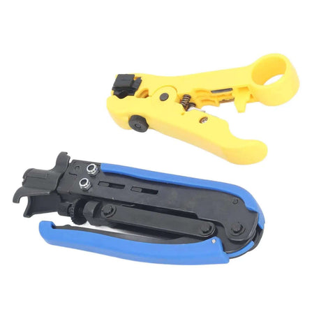Heavy Duty Coaxial Cable Crimping Pliers Workhorse Set with Adjustable F Connector Crimper Stripping Pliers for RG6 RG59 RG11