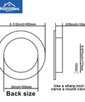 Diagram of Four Pack Round Sliding Closet Door Handles dimensions, including 2-1/2 inch diameter, 50 mm groove, side view