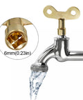 6in1 Multi-Functional Valve Key Set for Water with 6mm measurement detail, heavy-duty, rust-resistant metal tool kit displayed with tap.