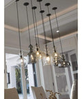 Dope Antique Bronze Champagne Glass Pendant Light With Vintage Woven Cloth Cord, Parisian Boutique Inspired Chess Piece Silhouette