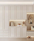White Ceramic Round Kitchen Cabinet Knobs 10 Pack With Long And Short Screws for elegant closet installation.