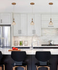 Brass Showstopper Pendant Light Fixture For Kitchen Island And Living Room Modern Ceiling Lighting Over White Counter