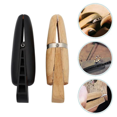 Wooden Ring Clamp Tool Set, 2Pcs Jewelry Wire Clamp For Ring Bending And Polishing, Jeweler Holder And Wood Vise