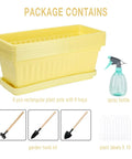 Six Pack Window Box Planters Set 17 Inch Long Rectangular Plastic Planter Boxes With Tray shown with spray bottle and tools