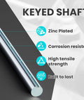 One Inch Round Keyed Shaft With One Quarter By Nine Sixty Fourths Keyway, Three Feet Long, 1045 Carbon Steel, built to last, highlighted features